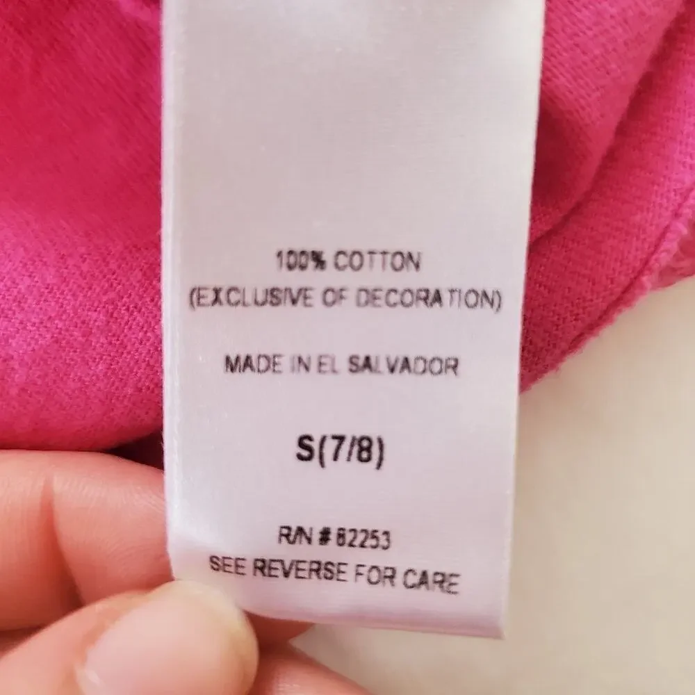 𝅺Guess small 7/8 girls pink cotton tee